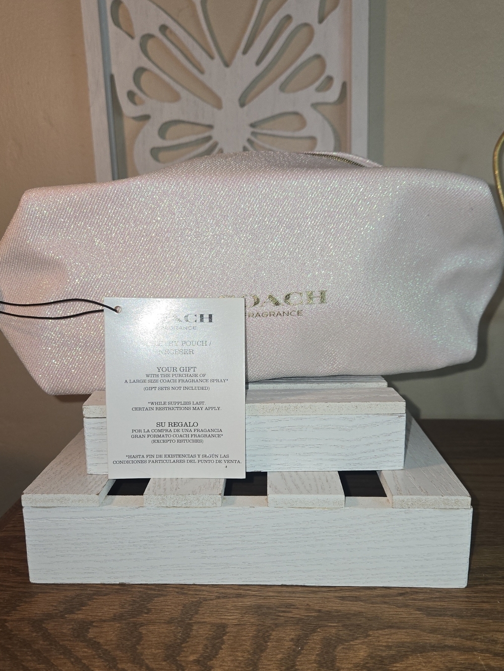 Coach Iridescent Light Pink Cosmetic Pouch